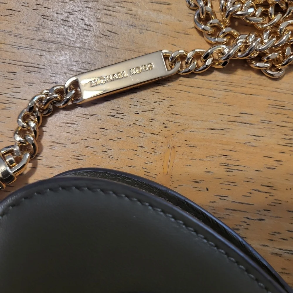 Michael Kors Butterfly Design Leather Crossbody Bag - Black and Gold